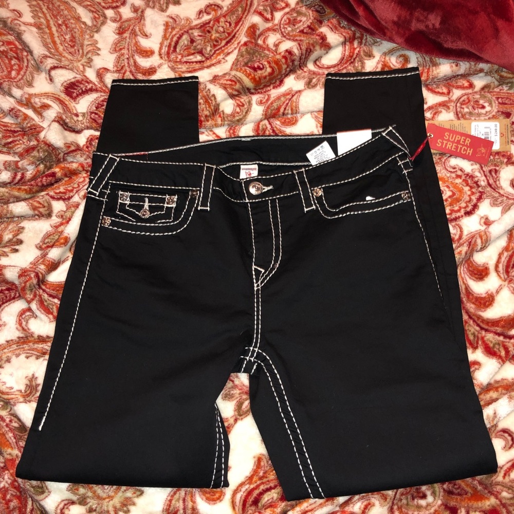 True Religion Black Super Skinny W/Flap